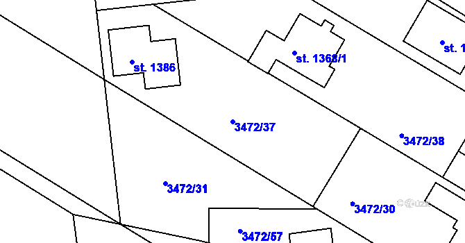 Parcela st. 3472/37 v KÚ Počátky, Katastrální mapa
