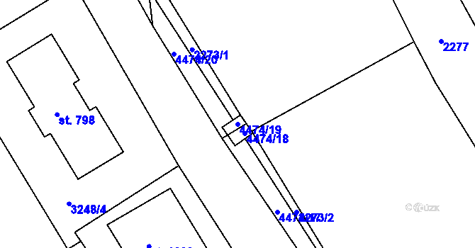 Parcela st. 4474/19 v KÚ Počátky, Katastrální mapa