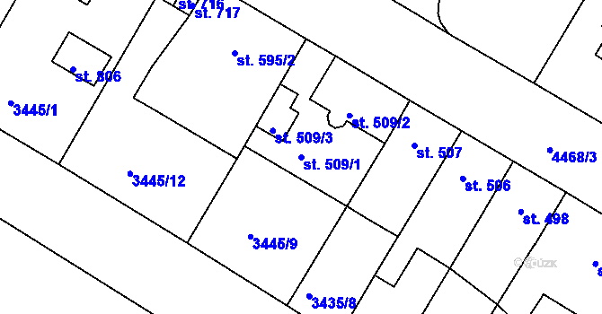 Parcela st. 509/1 v KÚ Počátky, Katastrální mapa