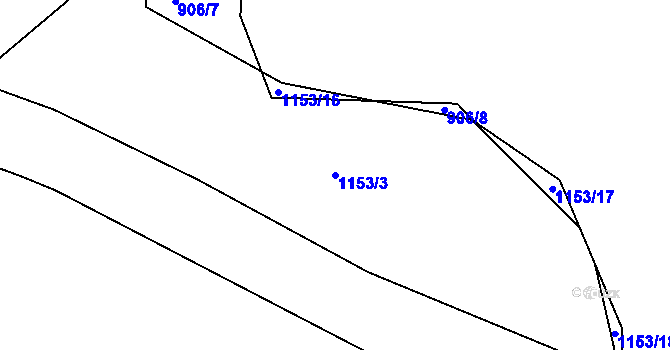 Parcela st. 1153/3 v KÚ Počátky, Katastrální mapa