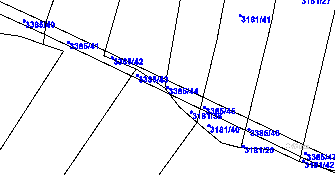 Parcela st. 3385/44 v KÚ Počátky, Katastrální mapa