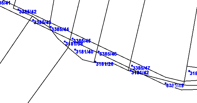 Parcela st. 3385/46 v KÚ Počátky, Katastrální mapa