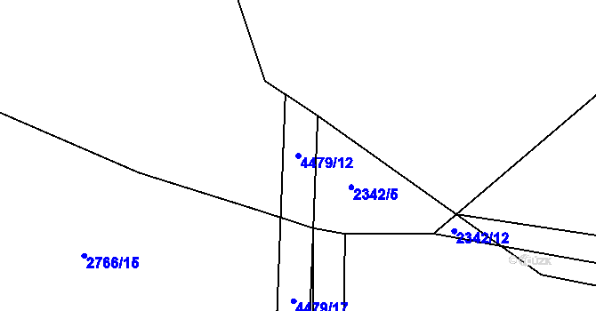 Parcela st. 4479/12 v KÚ Počátky, Katastrální mapa