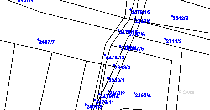Parcela st. 4479/13 v KÚ Počátky, Katastrální mapa