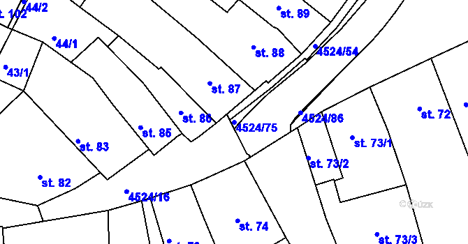 Parcela st. 4524/75 v KÚ Počátky, Katastrální mapa