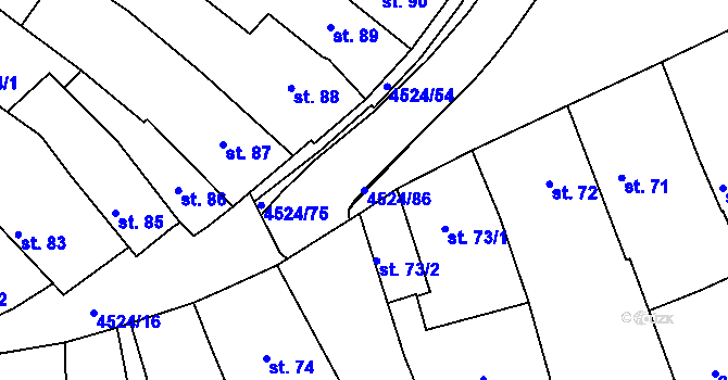 Parcela st. 4524/86 v KÚ Počátky, Katastrální mapa