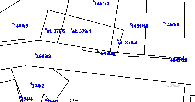 Parcela st. 4542/46 v KÚ Počátky, Katastrální mapa