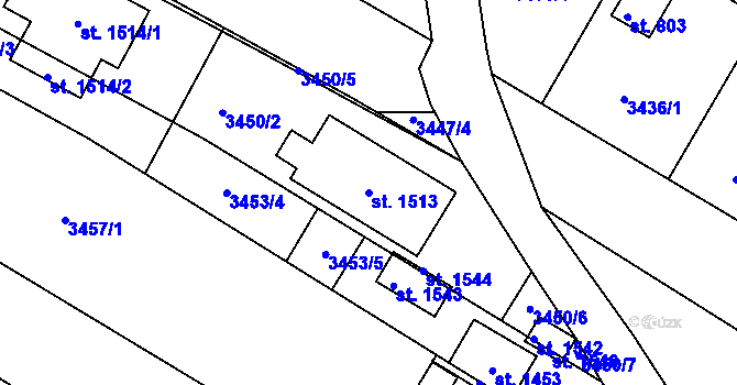 Parcela st. 1513 v KÚ Počátky, Katastrální mapa