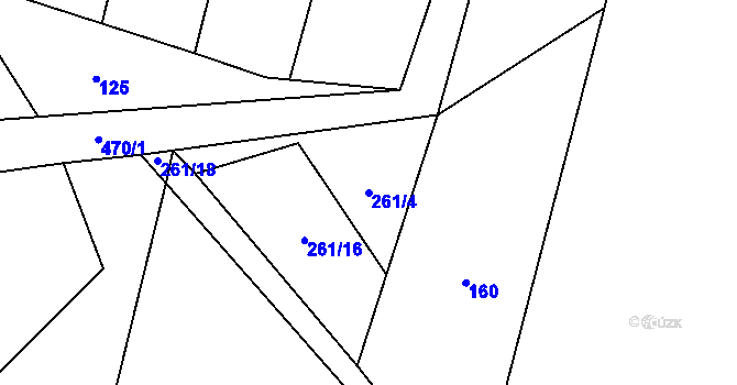 Parcela st. 261/4 v KÚ Prostý, Katastrální mapa