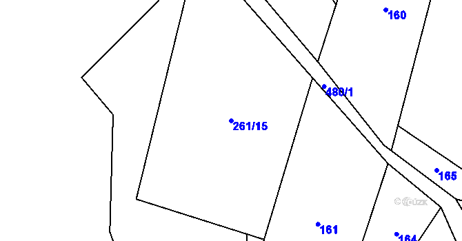 Parcela st. 261/15 v KÚ Prostý, Katastrální mapa