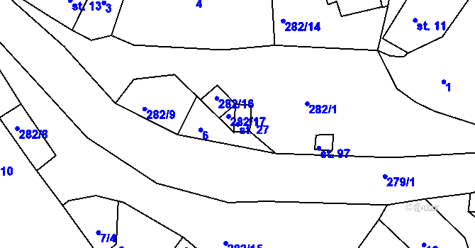 Parcela st. 27 v KÚ Stojčín, Katastrální mapa