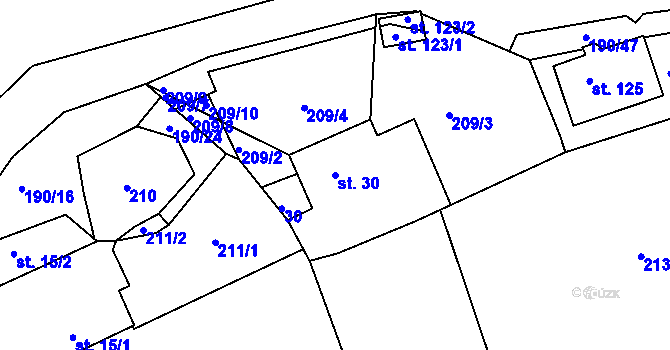 Parcela st. 30 v KÚ Stojčín, Katastrální mapa