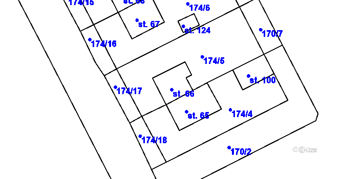 Parcela st. 66 v KÚ Stojčín, Katastrální mapa