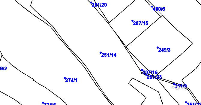 Parcela st. 251/14 v KÚ Vesce u Počátek, Katastrální mapa