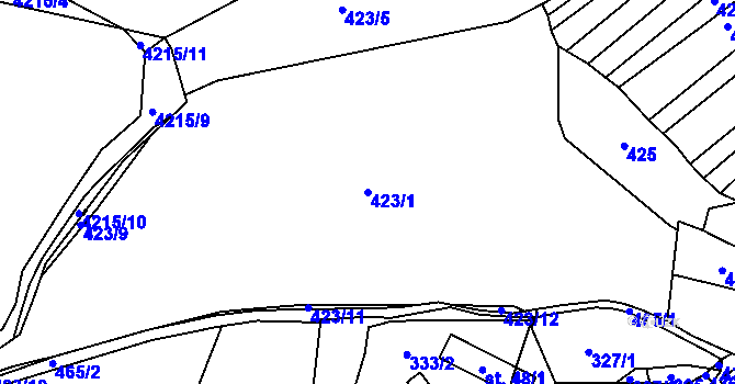 Parcela st. 423/1 v KÚ Vesce u Počátek, Katastrální mapa