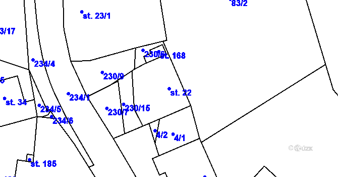 Parcela st. 22 v KÚ Dobkov, Katastrální mapa