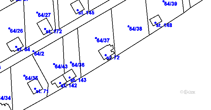 Parcela st. 72 v KÚ Dobkov, Katastrální mapa