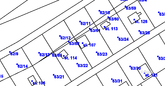 Parcela st. 107 v KÚ Dobkov, Katastrální mapa
