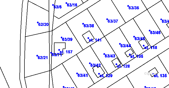 Parcela st. 141 v KÚ Dobkov, Katastrální mapa