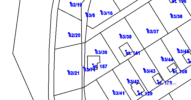 Parcela st. 63/39 v KÚ Dobkov, Katastrální mapa