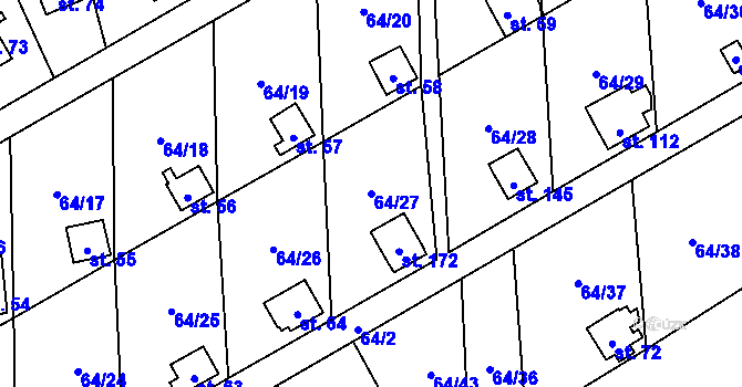 Parcela st. 64/27 v KÚ Dobkov, Katastrální mapa