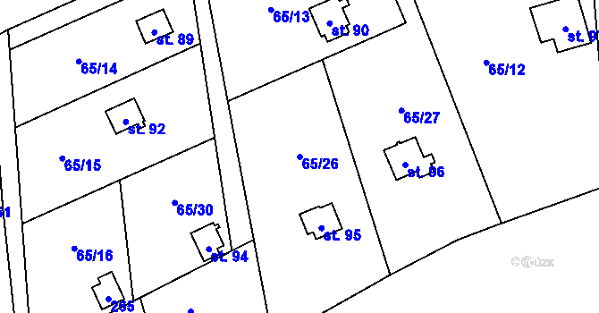 Parcela st. 65/26 v KÚ Dobkov, Katastrální mapa