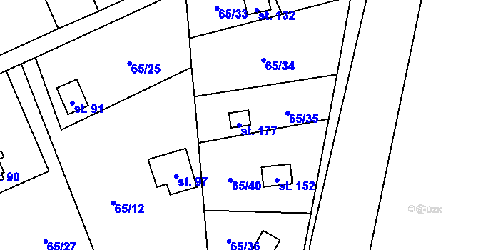 Parcela st. 177 v KÚ Dobkov, Katastrální mapa
