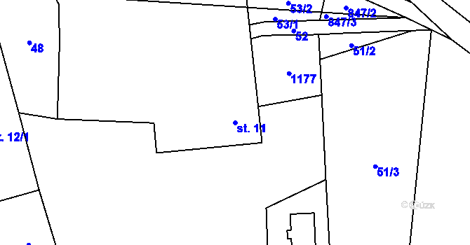 Parcela st. 11 v KÚ Počátky u Chotěboře, Katastrální mapa