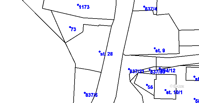 Parcela st. 28 v KÚ Počátky u Chotěboře, Katastrální mapa