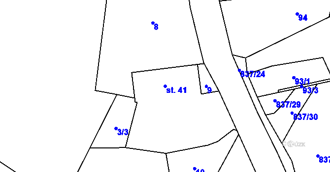 Parcela st. 41 v KÚ Počátky u Chotěboře, Katastrální mapa