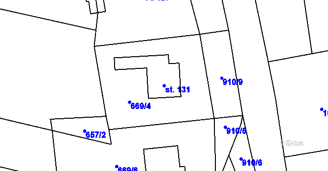 Parcela st. 131 v KÚ Počátky u Chotěboře, Katastrální mapa