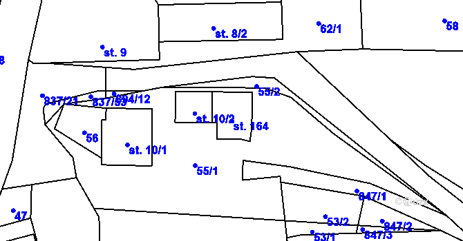 Parcela st. 164 v KÚ Počátky u Chotěboře, Katastrální mapa