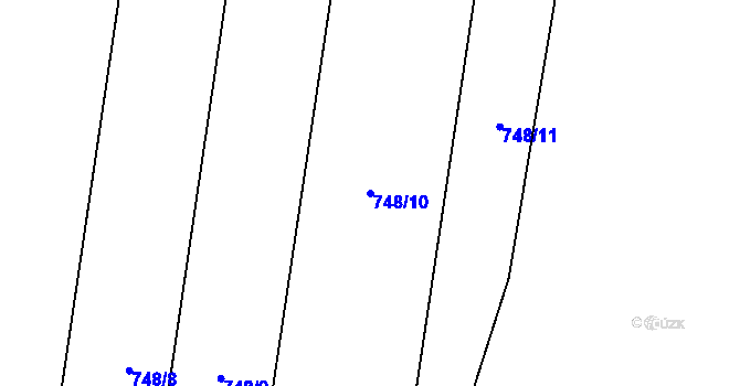 Parcela st. 748/10 v KÚ Počátky u Chotěboře, Katastrální mapa
