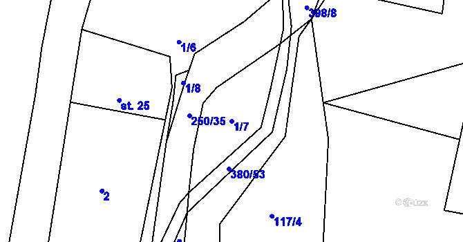 Parcela st. 1/7 v KÚ Dolní Počátky, Katastrální mapa