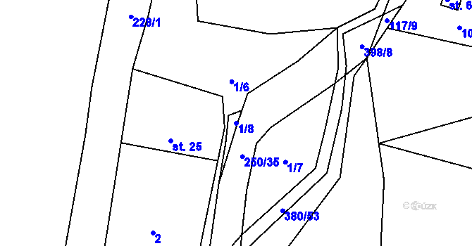 Parcela st. 1/8 v KÚ Dolní Počátky, Katastrální mapa