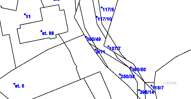 Parcela st. 8/11 v KÚ Dolní Počátky, Katastrální mapa