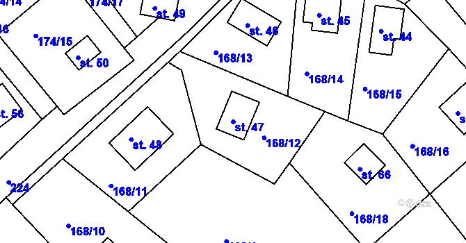 Parcela st. 47 v KÚ Dolní Počátky, Katastrální mapa