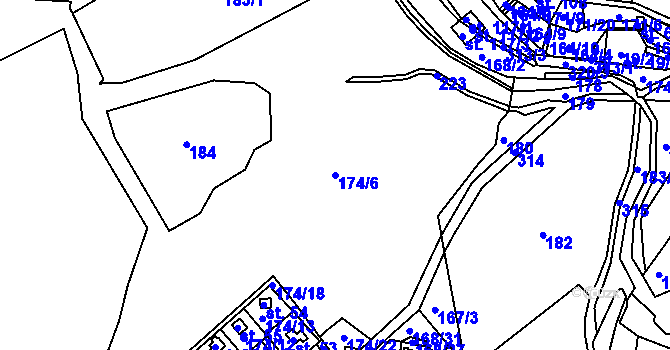 Parcela st. 174/6 v KÚ Dolní Počátky, Katastrální mapa