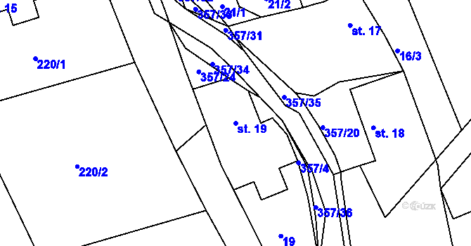 Parcela st. 19 v KÚ Počátky Horní, Katastrální mapa