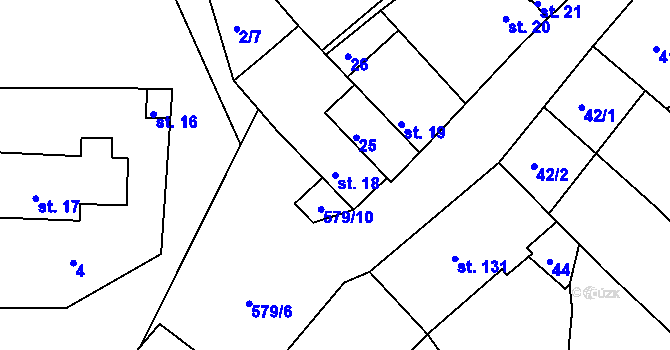 Parcela st. 18 v KÚ Orasice, Katastrální mapa