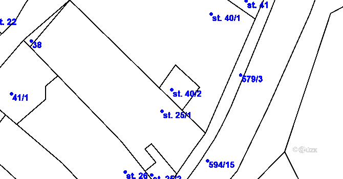 Parcela st. 40/2 v KÚ Orasice, Katastrální mapa