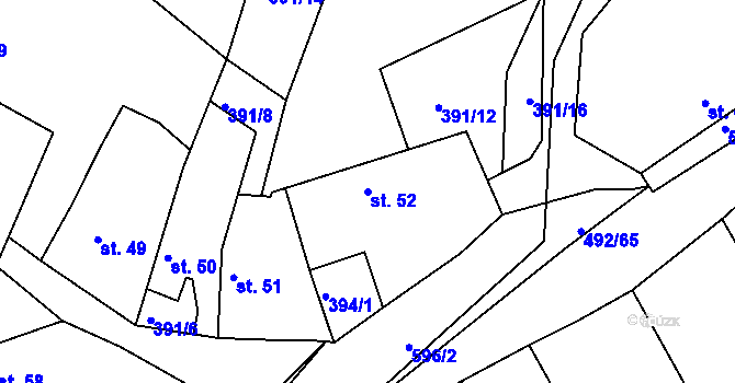 Parcela st. 52 v KÚ Orasice, Katastrální mapa