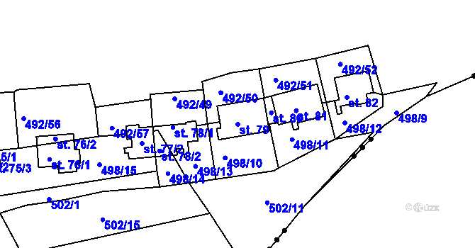Parcela st. 79 v KÚ Orasice, Katastrální mapa