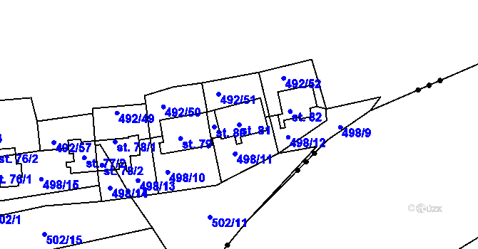 Parcela st. 81 v KÚ Orasice, Katastrální mapa