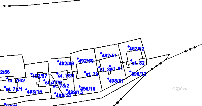 Parcela st. 492/51 v KÚ Orasice, Katastrální mapa