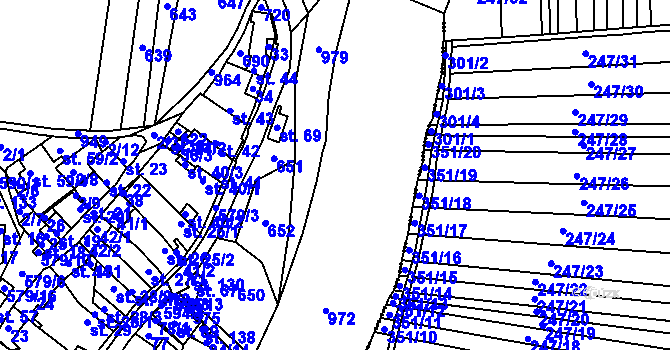 Parcela st. 615/1 v KÚ Orasice, Katastrální mapa