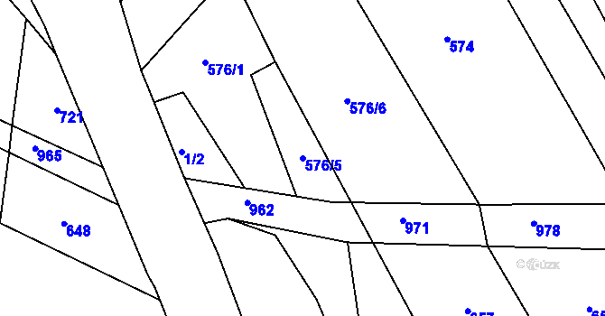 Parcela st. 576/5 v KÚ Orasice, Katastrální mapa