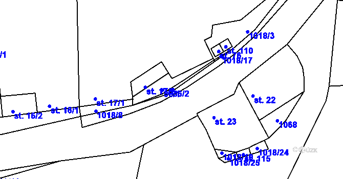 Parcela st. 36/2 v KÚ Počedělice, Katastrální mapa