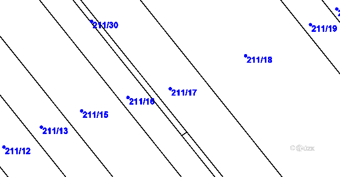 Parcela st. 211/17 v KÚ Počedělice, Katastrální mapa
