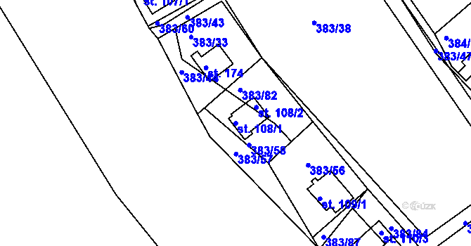 Parcela st. 108/1 v KÚ Volenice u Počedělic, Katastrální mapa